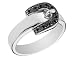 Black Diamond 1/10 Carat (ctw) Belt Buckle Ring in Sterling Silver