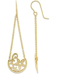 Floral Earrings with Diamonds in 14K Yellow Gold