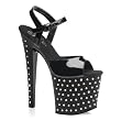 7 1/2 Inch Black Rhinestone Sandals High Platform Sexy Shoes Stripper Shoes Open Toe