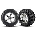 Tires & Hurricane Chrome Wheels(2)T-Maxx 3.8",Revo