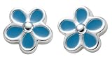 Sterling Silver Blue Flower Stud Earrings