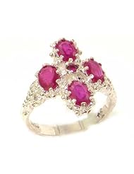 Victorian Design Solid English Sterling Silver Natural Ruby Ring - Size 7.5 - Finger Sizes 5 to 12 Available