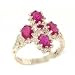 Victorian Design Solid English 14K White Gold Natural Ruby Ring - Size 12 - Finger Sizes 5 to 12 Available
