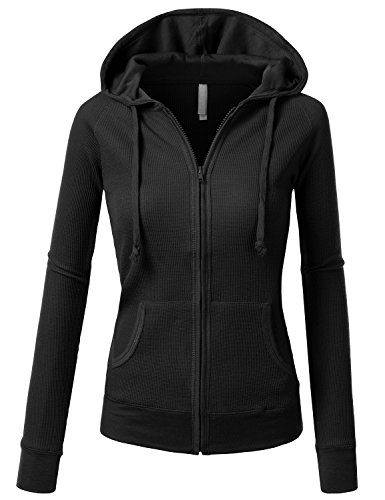 J.TOMSON Womens Casual Thin Thermal Zip-Up Hoodie