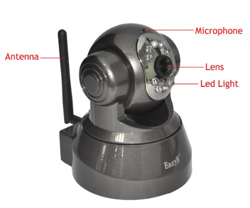 EasyN FS-613B-M166 Wireless IP camera Pan/Tilt 2-ways Audio Mobile Viewing WEP/WPA/WAP2 wireless Wi-Fi Pan/Tilt internet IP camera day and night vision CCTV security monitor built-in microphone and speaker allow you to communicate with people directly support mobile phone viewing (Support IPhone, Android, Symbian, Windows mobile system)