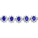 Bling Jewelry Bridal Crown Halo Large Royal Blue Oval CZ Fashion Tennis Statement Bracelet For Women Wedding Prom Simulated Sapphire Cubic Zirconia Silver Plated Brass
