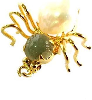 KARATGEM Natural Pearl &amp; Jade Baby Spider Brooch Pin Vintage GP Pins and Brooches by Karatgem