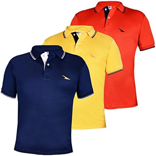 PRO Lapes Men's Micropoly Tipping Polo T-Shirt Pack Of 3 X-Large Multi-Coloured