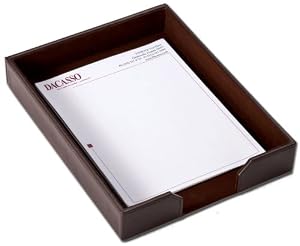 Genuine Dark Brown Bonded Leather Letter Tray