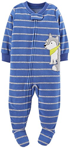 Carter's Baby Boys' Striped Fleece Footie (Baby) - Wolf