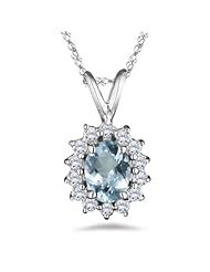 0.34 Cts Diamond & 1.15 Cts Aquamarine Pendant in 18K White Gold