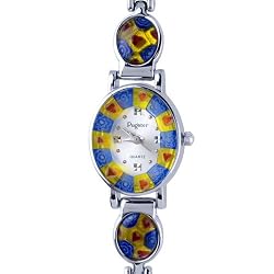Pugster Delicate Flower Encircled Murano Millefiori Watch Wrist