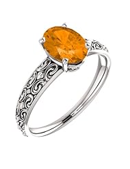 Platinum 8.00x6.00mm Oval Cut Spessartite Garnet Ring -- LIFETIME WARRANTY