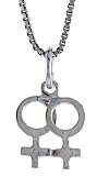 Sterling Silver 7/16 in. (11mm) Tall Tiny Lesbian Symbol Pendant Sterling Silver 7/16 in. (11mm) Tall Tiny Lesbian Symbol Pendant
