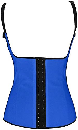 Pandolah Women Sport Straps Latex Steel Boned Corset Vest Bodysuits (2XL, Blue-2)