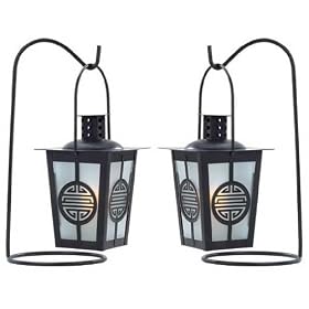 Asian Style Black Candle Holder Lanterns