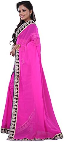 Surat Tex Pink Chiffon Casual Wear Embroidered Sarees With Blouse Piece-F81SE1005SU