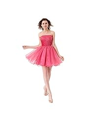 A-line Strapless Organza/Satin Short Pleated Lace-Up  Backless Empire   Waistline Homecoming Dress  With Ruffles