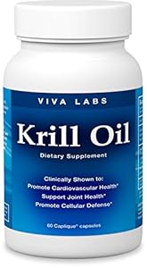 Viva Labs Krill Oil: 100% Pure Antarctic Krill Oil - Highest Levels of Omega-3s in the Industry, 1250mg/serving, 60 Capliques