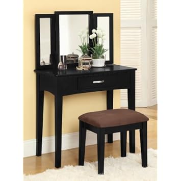 Enitial Lab Doris 2-Piece Vanity and Stool Set, Black