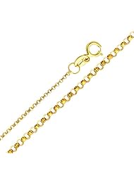 14K Yellow Gold 1.2mm Classic Rolo Cable Chain Necklace with Spring-ring Clasp