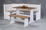 Corner Dining Nook Set-Pine Construction (Natural White) (Sizes Vary)