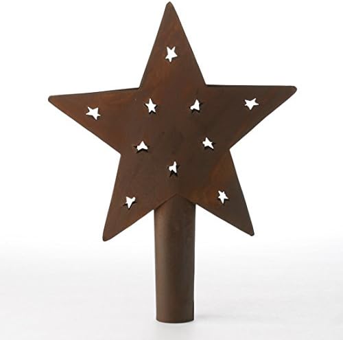 Primitive Style Rusty Metal Star Tree Topper or Shelf Sitter with Tiny Prim Star Cutouts