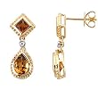 14K Yellow Gold Citrine and Diamond Earrings