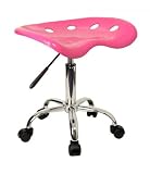 Vibrant Pink Tractor Seat and Chrome Stool [LF-214A-PINK-GG]