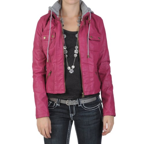 The Best Item Hailey Jeans Co Juniors Zippered Faux Leather Hooded
