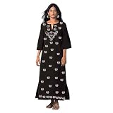Paisley Motif Embroidered Caftan (Petite, Tall & Misses Sizes XS-3X)