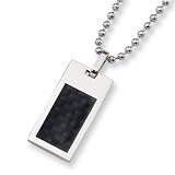 Stainless Steel Black Carbon Fiber Necklace on 22 Bead Chain