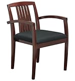 Wood Visitors Chair with Upholstered Seat and Wood Slat Back