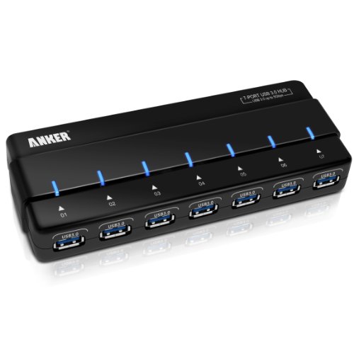 Anker® Uspeed USB 3.0 7-Port Hub with 36W Power Adapter and 3ft USB 3.0 Cable [VIA VL812 Chipset]