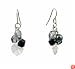 Earrings - E16 - Swarovski Crystal Heart & Pearl Cluster ~ Jet (Black) & Blk Diamond