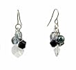 Earrings - E16 - Swarovski Crystal Heart & Pearl Cluster ~ Jet (Black) & Blk Diamond