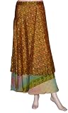 Vintage Reversible Boho Bollywood Two Layer Sexy Silk Sari Gypsi Wrapround Skirt for Ladies Rajrang India