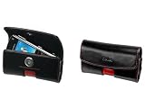 Premium Executive Black Omega Leather Case Pouch (With Red Trim & Spring Belt Clip) for RIM BLACKBERRY PEARL 8100, 8120, 8130 / MOTOROLA SLVR L7, L7c, L2, L6, RIZR Z3, Z6M, Z6TV - RETAIL PACKAGING