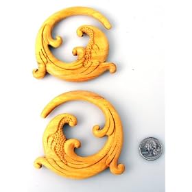 0g Hand Made Wood Plug with Curved Design - 8mm - Sold Per Pair