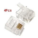 SODIAL(R)4個6P4C 4ピンRJ11電話ジャックコネクタクリア