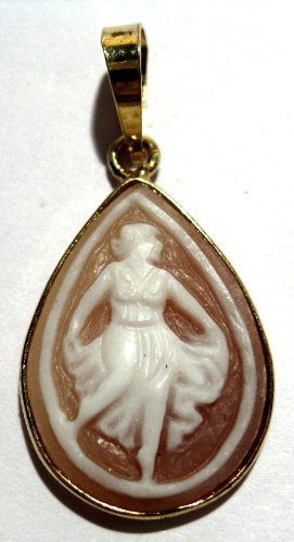 Cameo Pendant Master Carved Sardonyx Shell Sterling Silver 18k Gold Overlay Italian