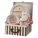 Grasslands Road Wish Come True Baby's First 3-Piece Pink Place Setting In Suitcase Gift Box with Owl Squeake Toy