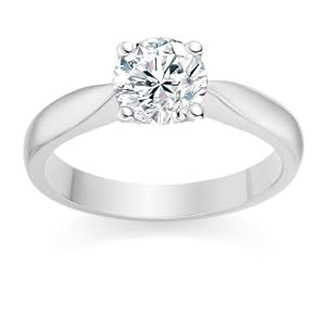 0.57 Carat E/VS2 Round Brilliant Certified Diamond Solitaire Engagement Ring in 18k White Gold
