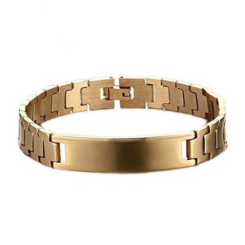 Beydodo Stainless Steel Bracelets For Men and Women (chain-bracelets) High Polished Bangle 12MM*22CM Gold