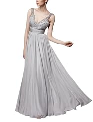 A-line V-neck Sleeveless Beaded Applique Cocktail Floor Length Homecoming Dress/Pageant Dress/Prom Dress/Party Dress/Wedding Dress 