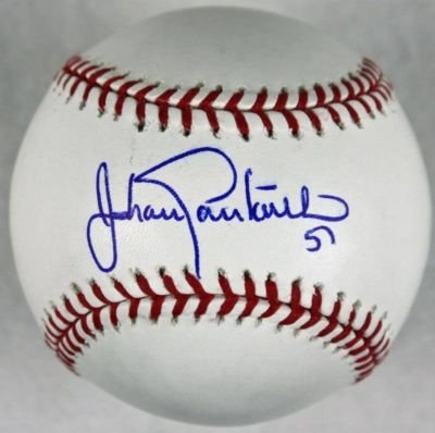 Mets Johan Santana Autographed/Hand Signed Authentic Oml Baseball PSA