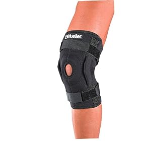 Click here to buy Mueller Hinged Wraparound Knee Brace, Black, Lg by Mueller.
