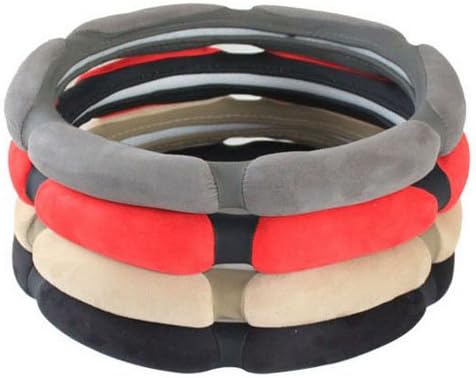 38CM/15'' Four Season Useful Suede Antiskid Car Auto Steering Wheel Cover Pad (Red)