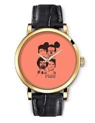 SPRAWL Aanalog Fashion Series Gold Ladies Watches of Genuine Black Leather Strap,Unique Wrist Watch for Women Girls Designed with Characters faces