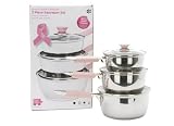 Breast Cancer Campaign 3-Piece Stainless Steel Saucepan Set with Pink Handles and Glass Lids